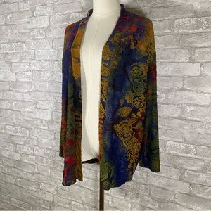 Sacred threads boho arty fairy colorful Patterned Open Front Cardigan large XL